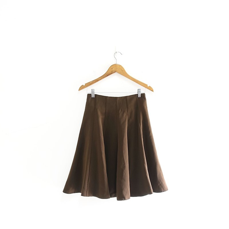 │Slowly│Chocolate Bean-Ancient Skirt│vintage.Retro.Literature - Skirts - Polyester Brown