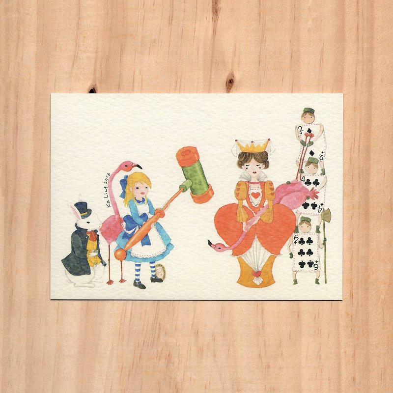 「香港おもちゃ×おとぎ話」-「ガムハンマー×アリス」水彩イラストポストカード - カード・はがき - 紙 