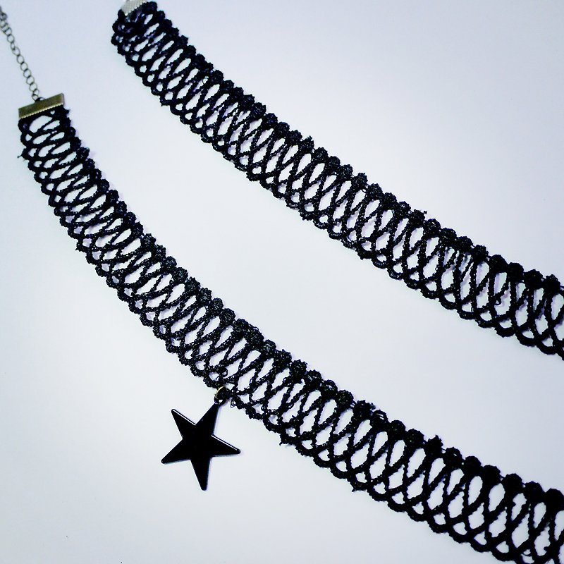 Black and white necklace + bracelet group. Mercury [Panna Cotta] - สร้อยคอทรง Collar - อะคริลิค สีดำ