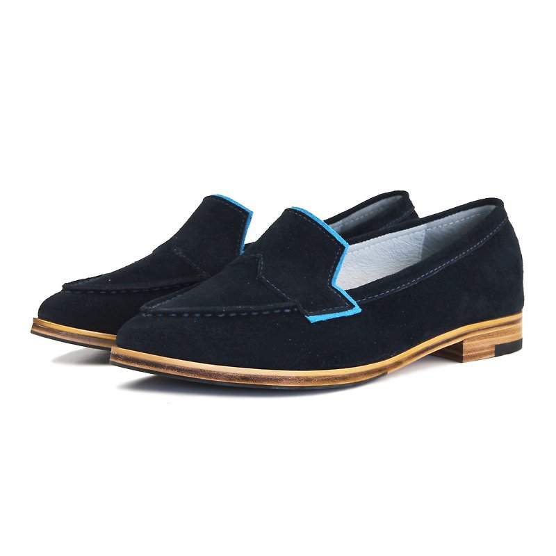 Leather loafers Je Suis Moi W1049A Navy - Women's Oxford Shoes - Genuine Leather Blue