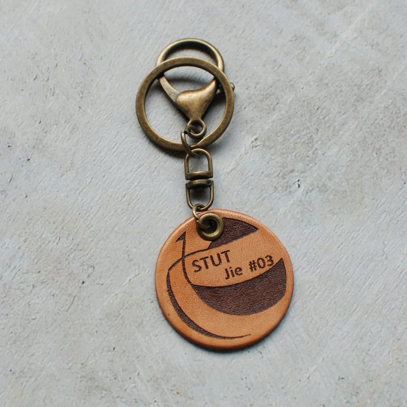 Customized volleyball leather keychain/free engraving - Keychains - Genuine Leather 