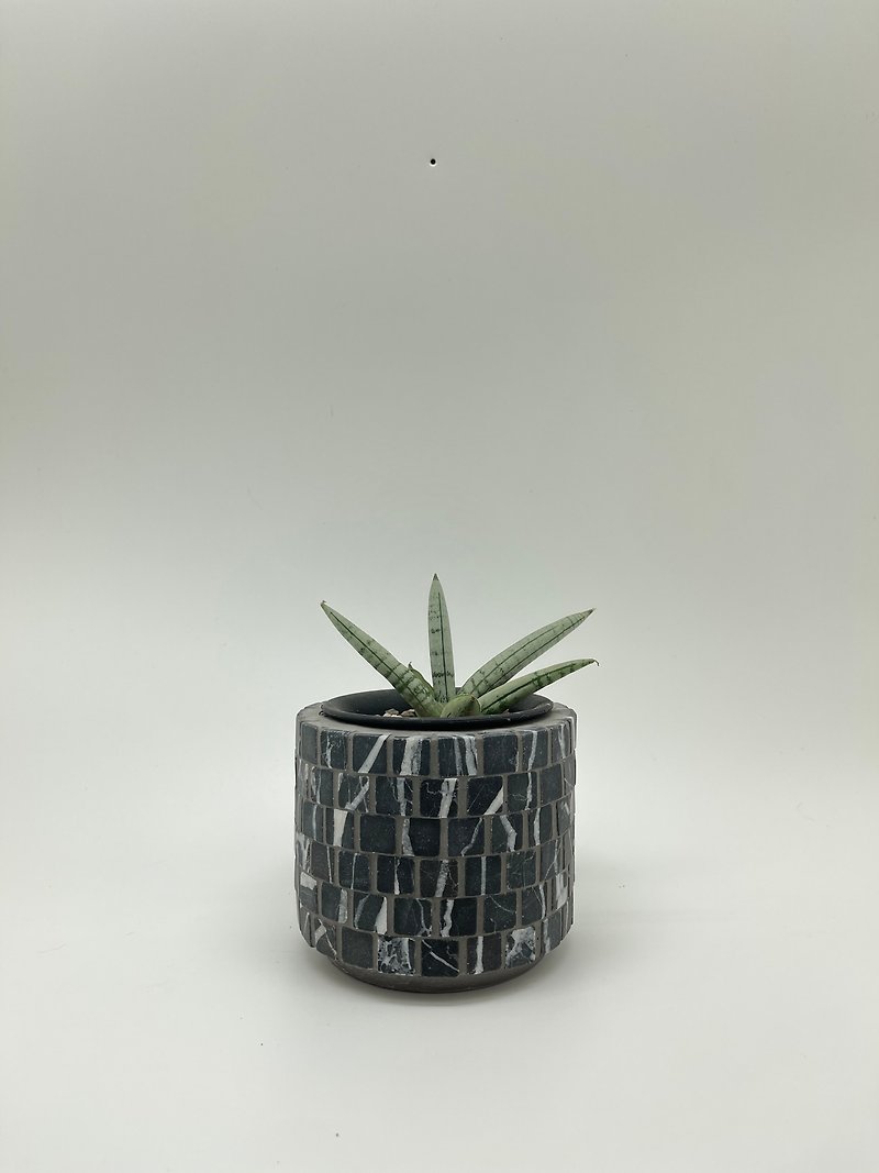 Stone mosaic flower ware - Pottery & Ceramics - Cement Black