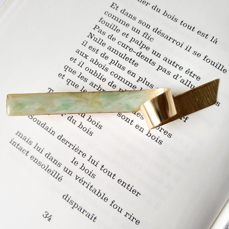 Brass Ribbon Kururin Hair Clip Mint Green - Hair Accessories - Copper & Brass Green