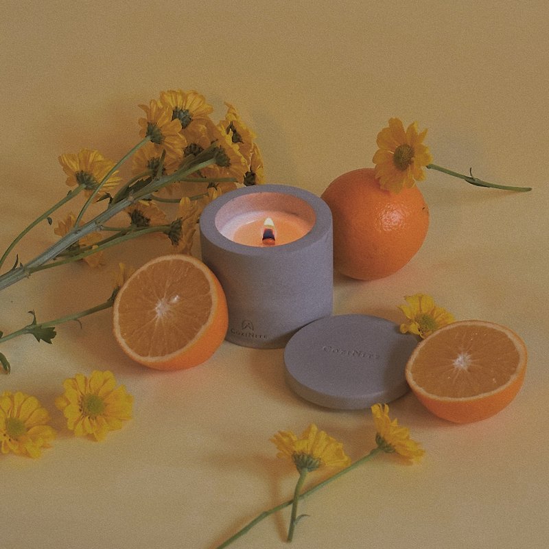 COZINITE Cement Scented Candle No.03 Blossom GOLDEN BLOSSOM 【Customized Gift】 - เทียน/เชิงเทียน - ปูน สีส้ม