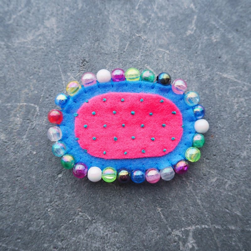 毛氈胸針 microcosmos015 - 胸針 - 羊毛 粉紅色