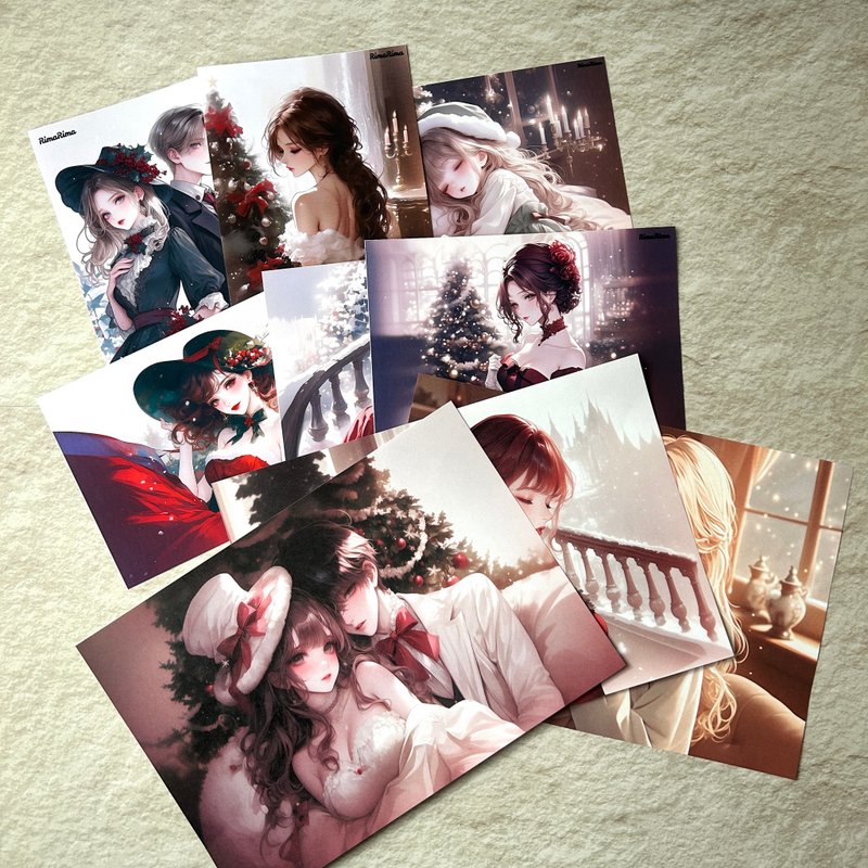 RimaRimaオリジナル コンプリートセット  クリスマス クラシックガール シール ペーパー Christmas classic girl 〜りまりま - はがき・メッセージカード - 紙 