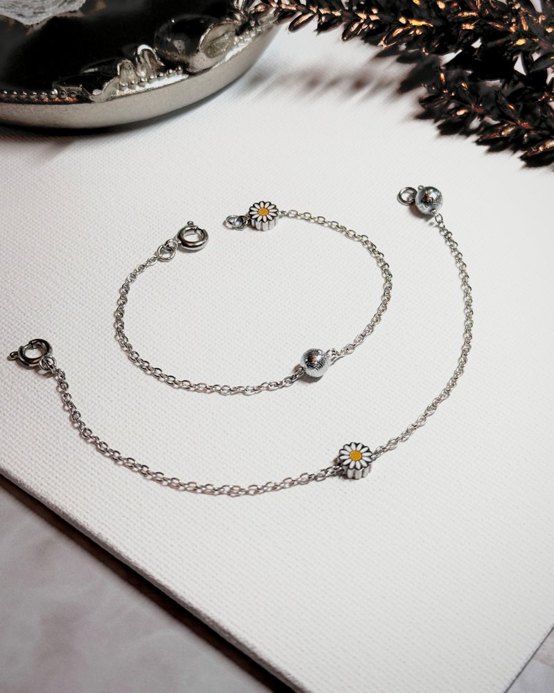 雷諾曼之錨 - 瑞典天鐵小雛菊極簡手鍊 - 醫療鋼 / 鎳鐵隕石 - 手鍊/手環 - 水晶 銀色