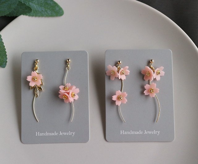 Cherry Blossom Jewelry, Resin Flower Earrings
