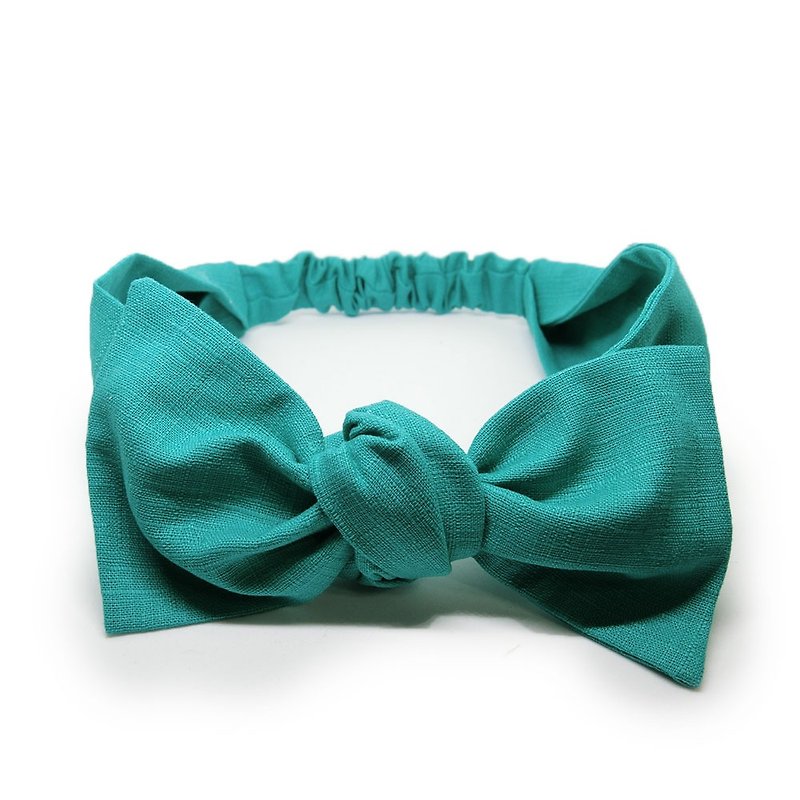 [Art] Mint green bow hair band - ที่คาดผม - ผ้าฝ้าย/ผ้าลินิน สีเขียว