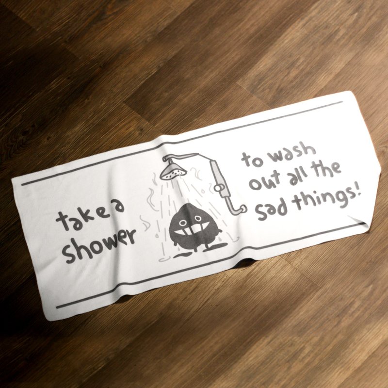 Take a shower White sports towel - ผ้าขนหนู - ผ้าฝ้าย/ผ้าลินิน ขาว