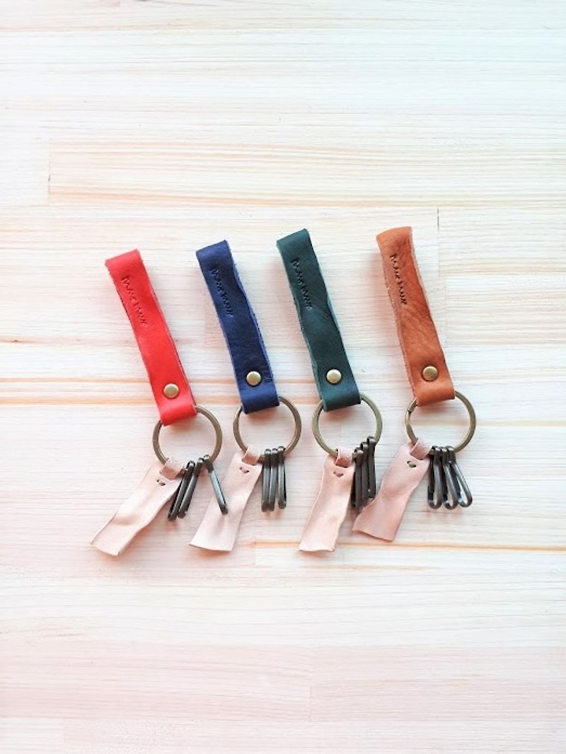 Leather key ring _ four-color - Keychains - Genuine Leather Red