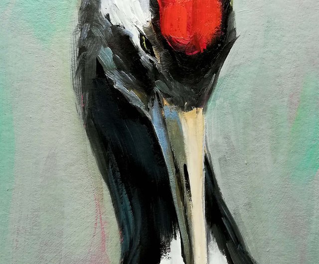 日本の鶴の絵 オリジナルの鳥の芸術 野生動物 手描き - ショップ