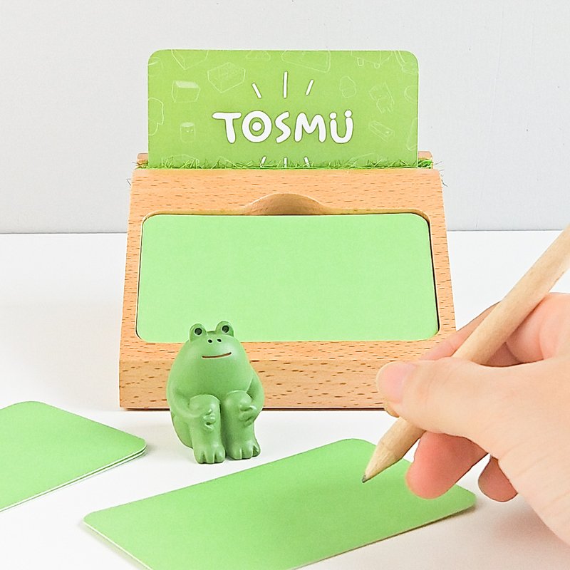 Grass slot business card holder desk end gift MEMO custom supervisor gift boy birthday - Cards & Postcards - Wood Multicolor