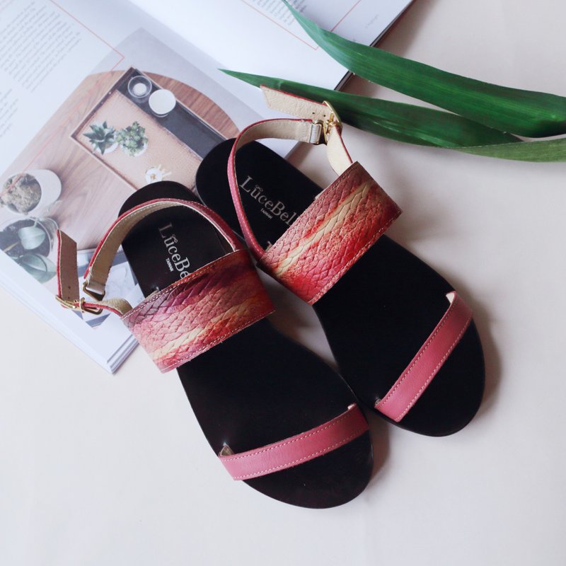 小瑕全新品-【某時某刻】簡約涼鞋-編織紅 - 涼鞋 - 真皮 紅色