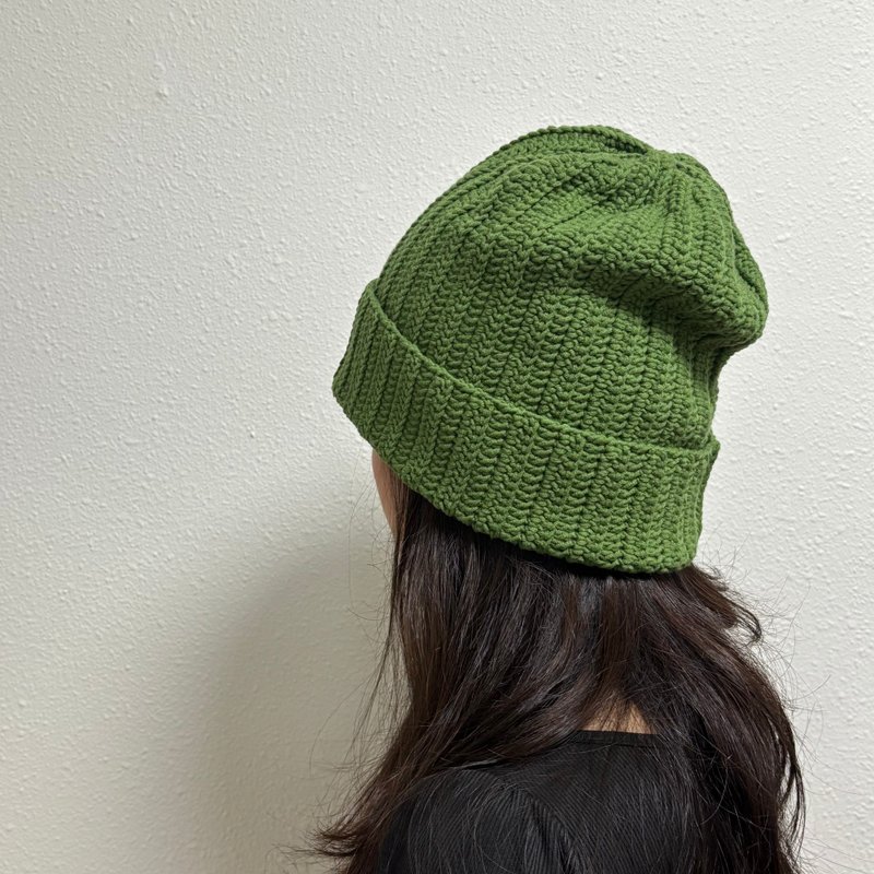 Handmade Knitted Cap - Hats & Caps - Cotton & Hemp Green