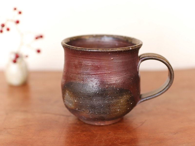備前 コーヒーカップ(大)　ロクロ目　c7-015 - マグカップ - 陶器 ブラウン