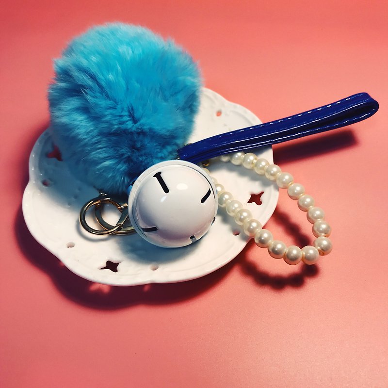 Hair ball ornaments Christmas gift exchange gift New Year gift tail teeth gift [out of the product] - Keychains - Other Metals Blue