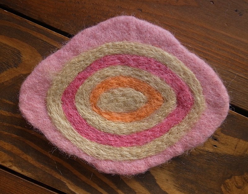 【Grooving the beats】Cup coasters, Felt coasters（Egg） - Coasters - Wool Pink