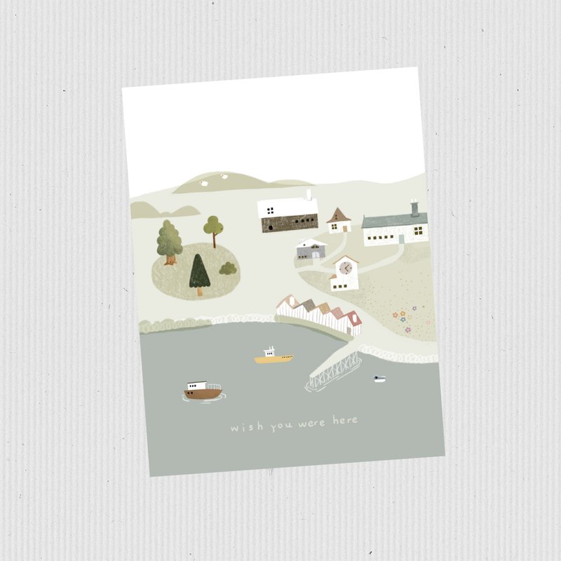 Wish You Were Here A6 Single-Fold Greeting Card - 卡片/明信片 - 紙 