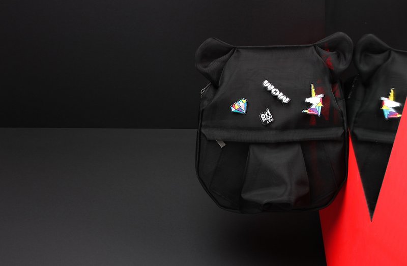 ORIBAGU Origami Bag_Black Mesh Bear Backpack - Backpacks - Nylon Black