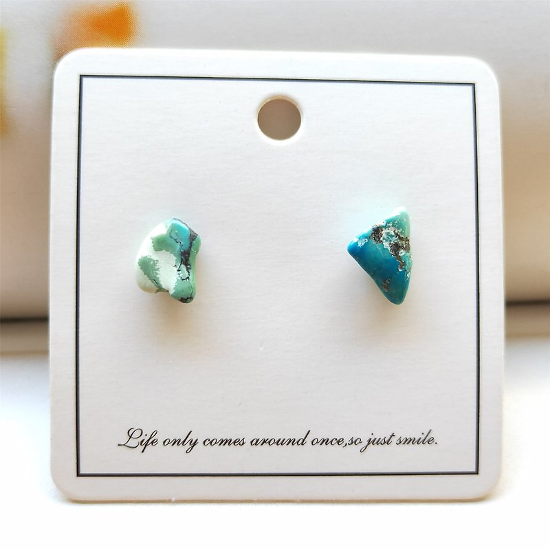 Turquoise Ear Studs Natural Stone Earrings for Women - Earrings & Clip-ons - Other Materials 