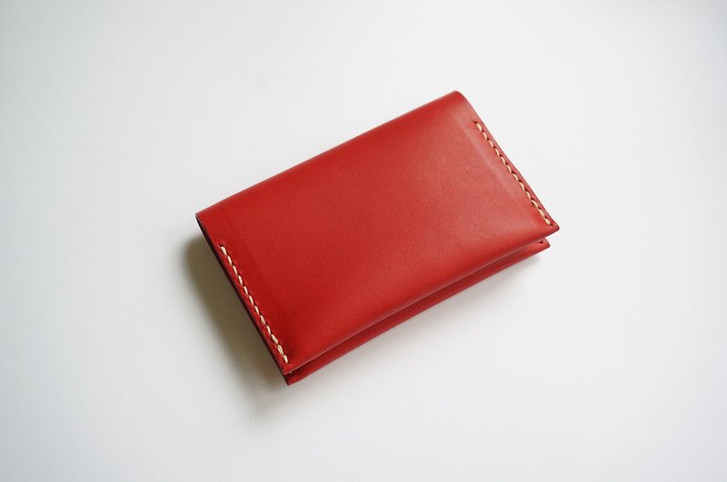 Red double deck card holder - ที่เก็บนามบัตร - หนังแท้ สีแดง