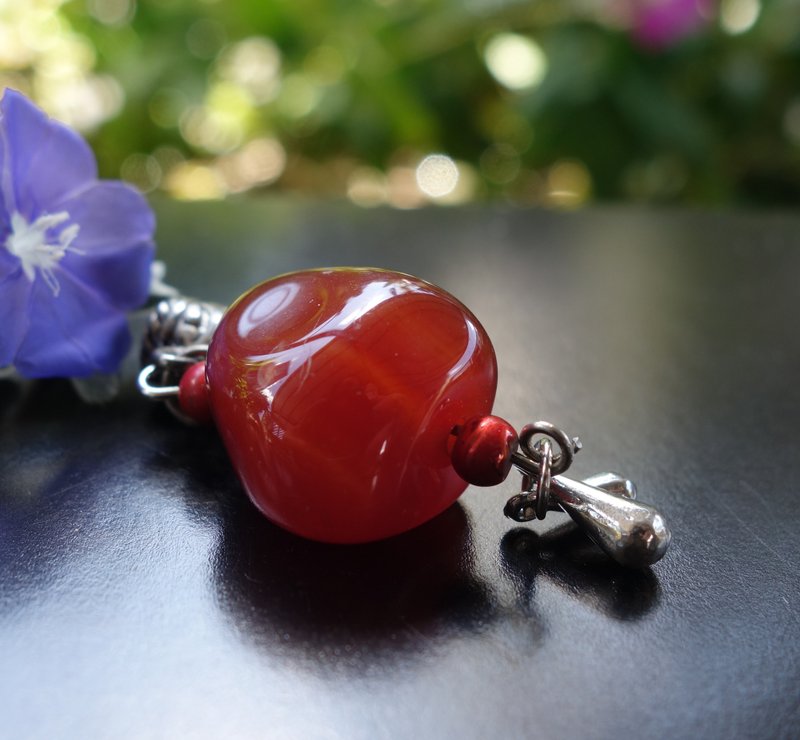 South Red Agate Necklace Inlaid Pendant South Red Agate Baoshan Pendant - Necklaces - Jade Red