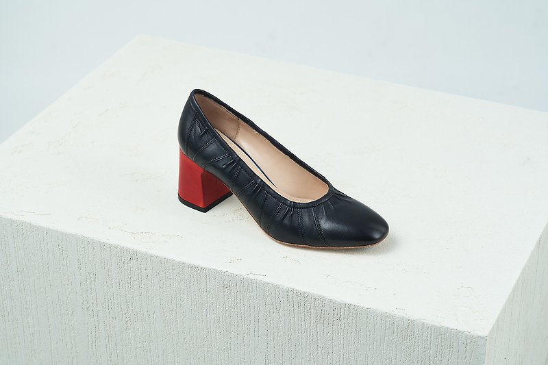 HTHREE 6.5 stitching high heels / black-Black / 6.5 Two Tone Pumps - High Heels - Genuine Leather Black