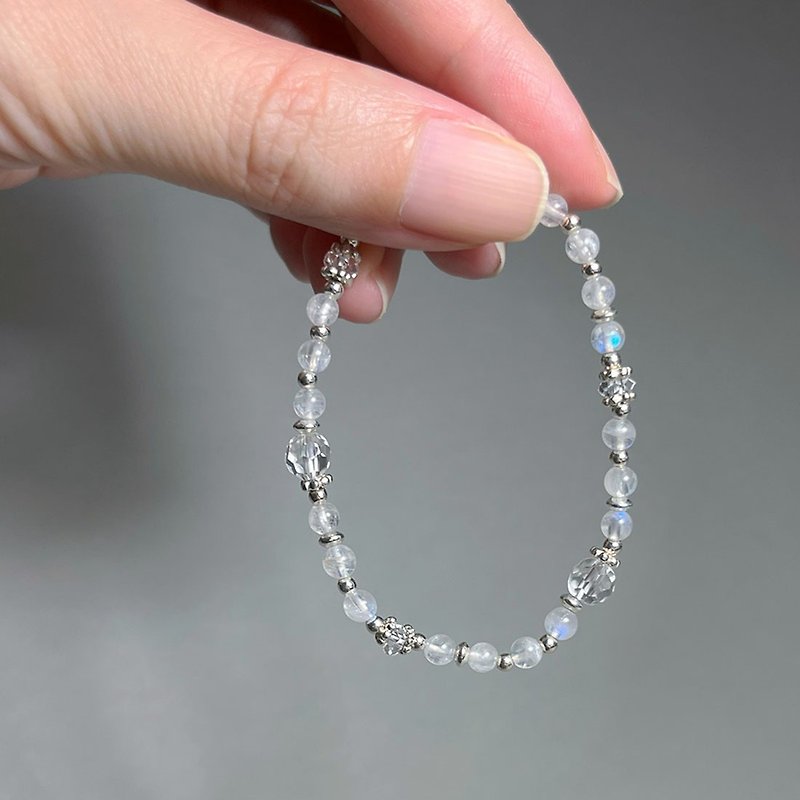 [New Product Limited Offer] Moonstone White Crystal 925 Sterling Silver Bracelet - Bracelets - Gemstone White