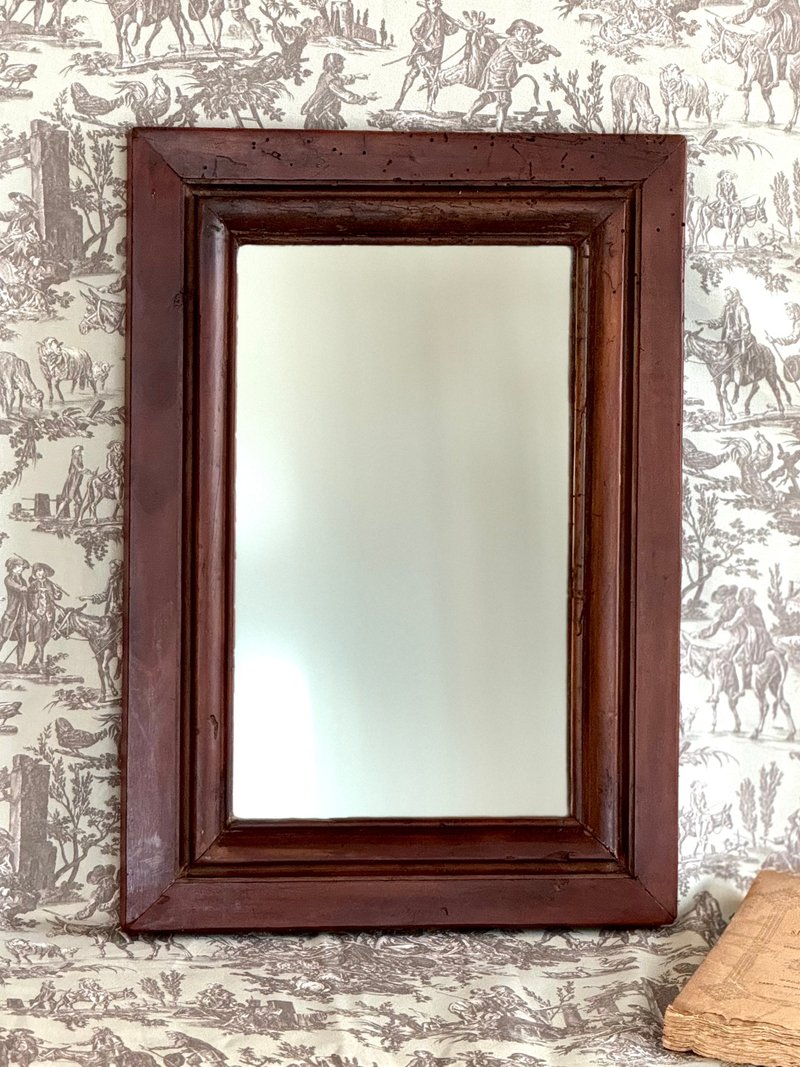 40668-Rustic French antique wooden frame mirror - ตกแต่งผนัง - ไม้ 