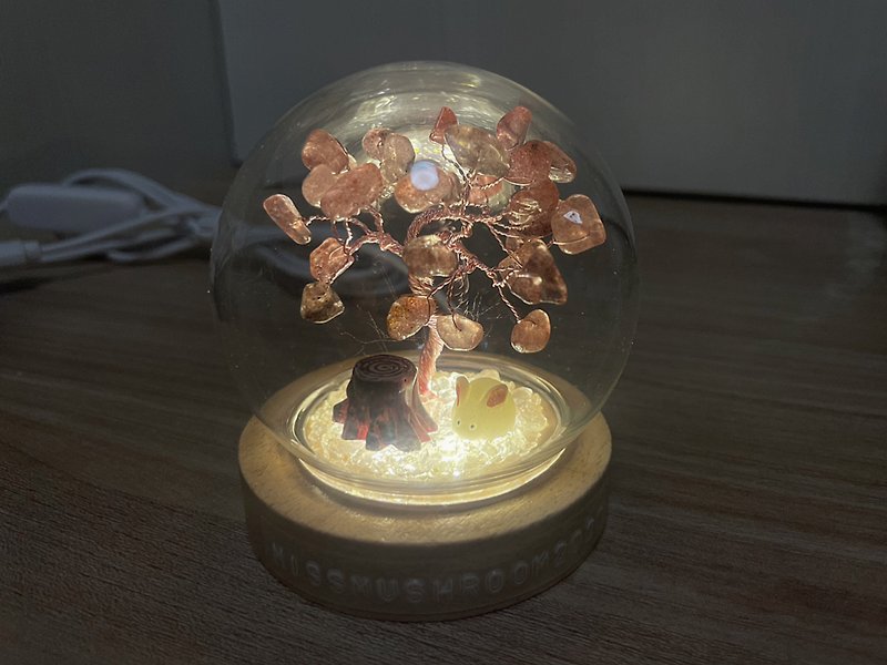 Customized bunny style | Crystal tree series micro landscape crystal ball lamp | Cute | Home lighting - Items for Display - Crystal Red