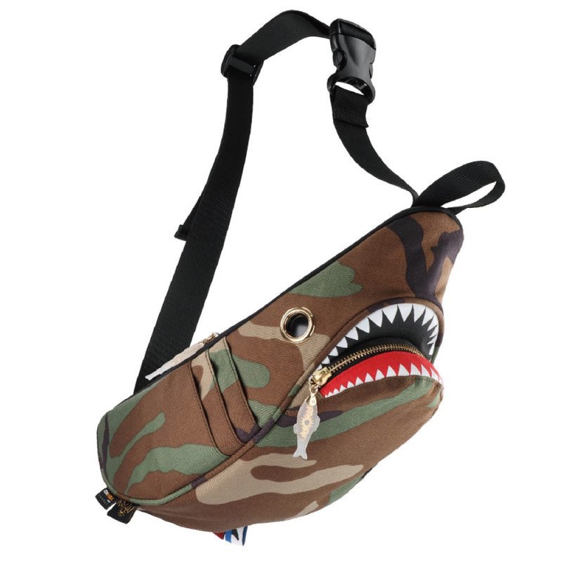 Morn Creations Genuine Shark Waist Bag-Camouflage (SK-410-CA) - Messenger Bags & Sling Bags - Paper Multicolor