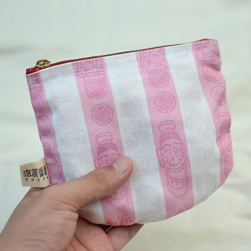 [Universal Zipper Bag_Small] Curved Bottom Coin Purse_General's Taiwan Market Red and White Plastic Bag - Coin Purses - Cotton & Hemp Pink