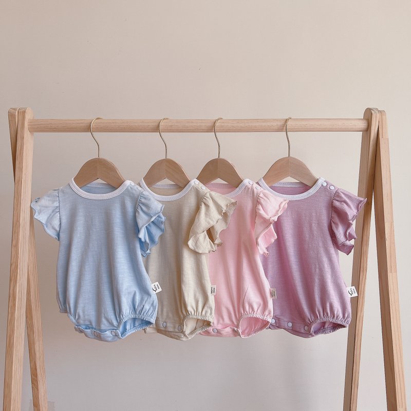 【YOURs】Cotton Sweet Flying Sleeve Onesies, Made in Taiwan, Children's Clothes, Girl's Onesies - ชุดทั้งตัว - ผ้าฝ้าย/ผ้าลินิน 