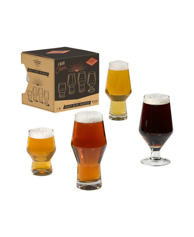 British brand GentlemanHardware high quality glass beer mug group (set of four cups) in stock - Teapots & Teacups - Glass Transparent