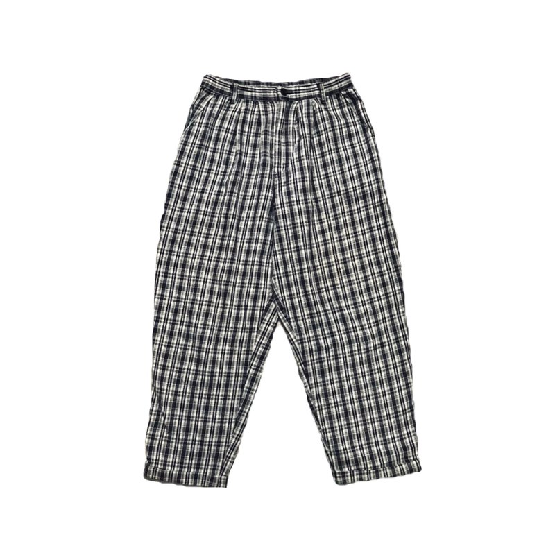 Vintage Japan Plaid Pants - Women's Pants - Cotton & Hemp Black