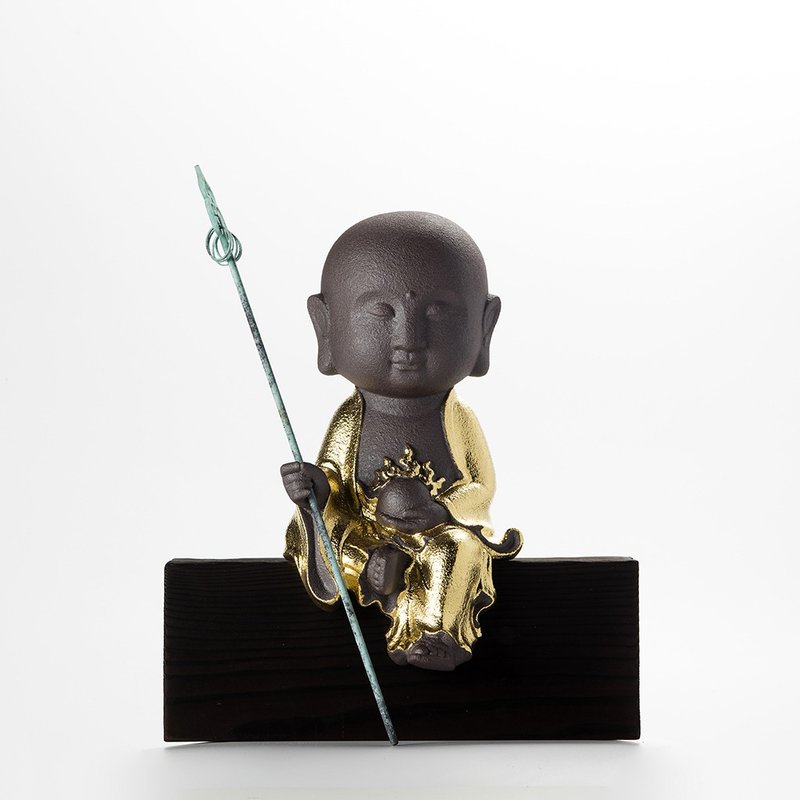 Buddha-sculpture - The Ksitigarbha Bodhisattva - gold edition - ตุ๊กตา - ดินเผา สีทอง