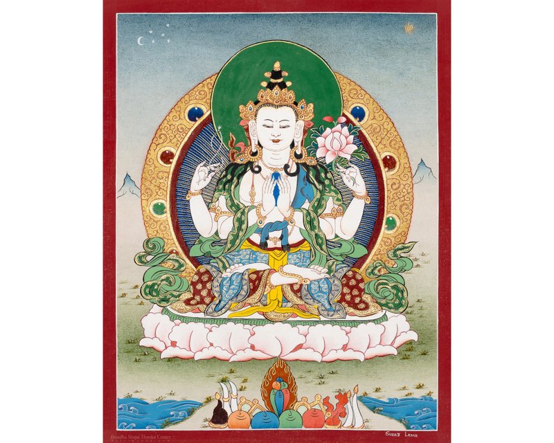 手繪觀音唐卡藝術 - 壁貼/牆壁裝飾 - 其他材質 多色
