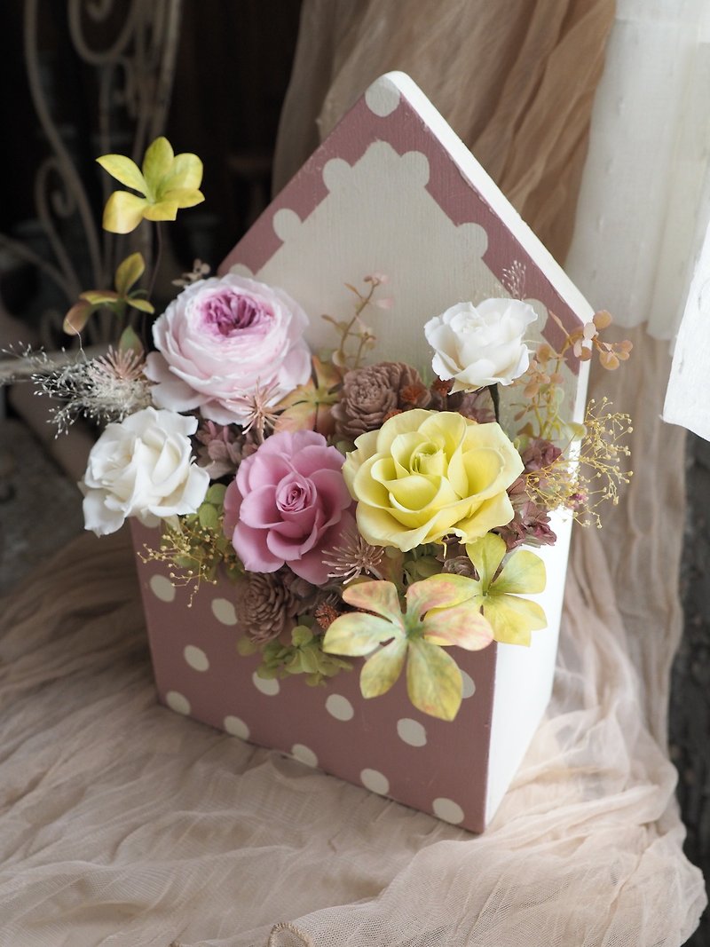 [Handmade Flower]-Eternal Life Mail Box, Flower Gift, Birthday Gift, Home Decoration, Wooden Handmade - Dried Flowers & Bouquets - Plants & Flowers 