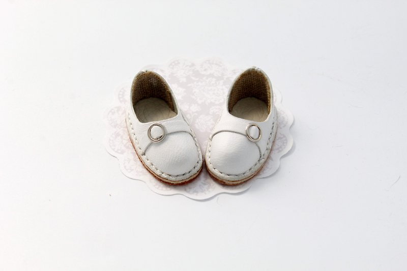 Imda 3.0 YoSD doll shoes / 1/6 bjd doll shoes / Handmade miniature shoes - ตุ๊กตา - หนังแท้ ขาว