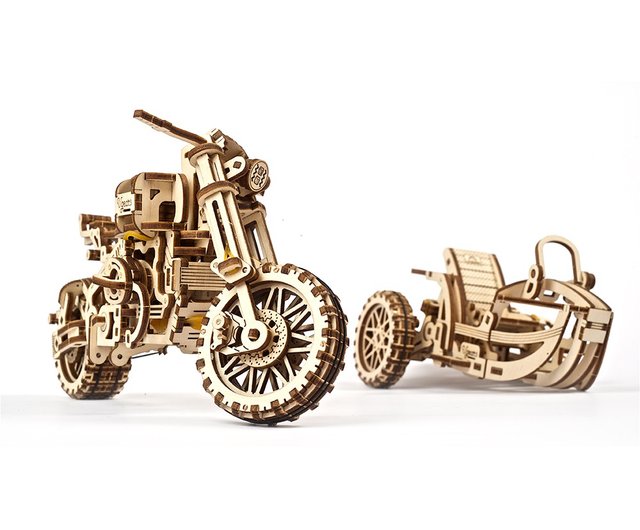 UGEARS Motorcycle with Sidecar 3D Puzzles - UGR-10 Motorcycle