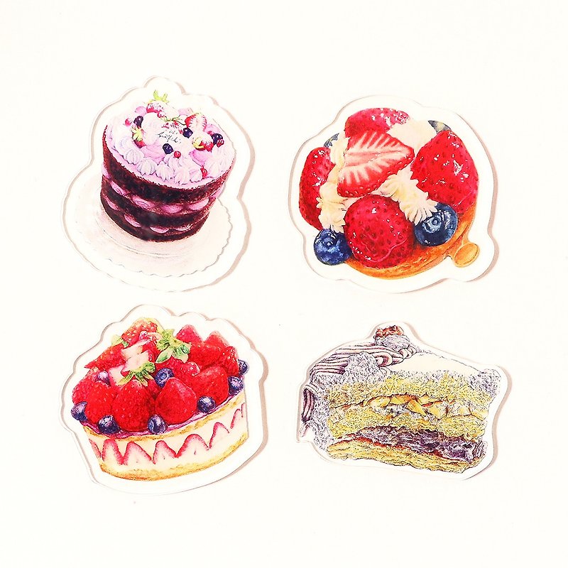 【蛋糕系列】手繪美食壓克力磁鐵/冰箱貼/強力磁鐵 - 磁鐵 - 塑膠 紅色