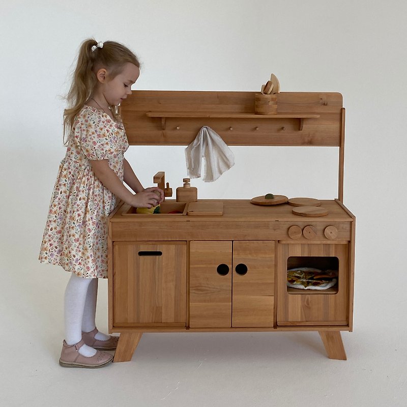 Wooden toy kitchen, modern kitchen set oven, dishwasher, For a little chef