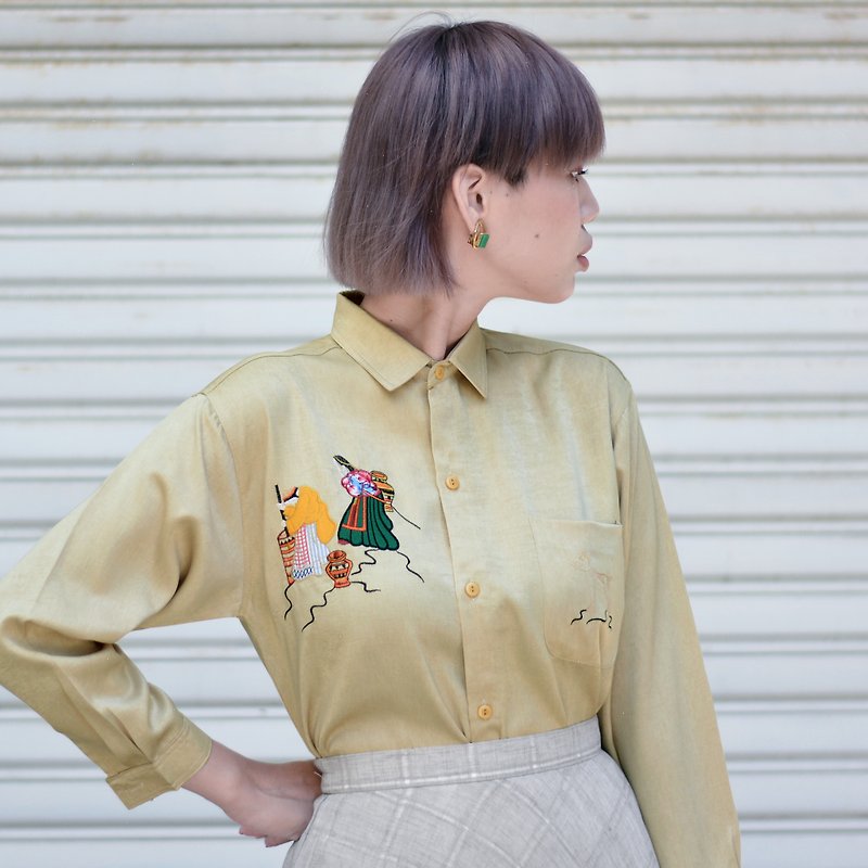 Labor - Light Yellow | Baroque Long Sleeve Vintage Shirt - Women's Shirts - Other Materials 