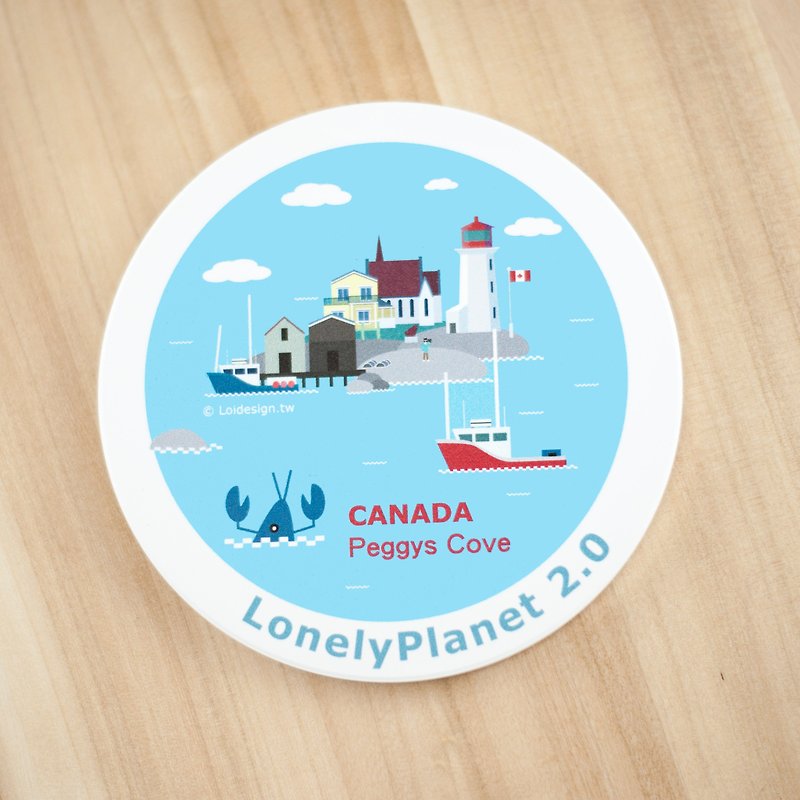 [寂寞星球2.0] 陶瓷吸水杯墊-加拿大佩吉灣 - 杯墊 - 瓷 藍色