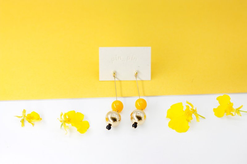 Summer Topaz Pendant Earrings - ต่างหู - เครื่องเพชรพลอย สีเหลือง