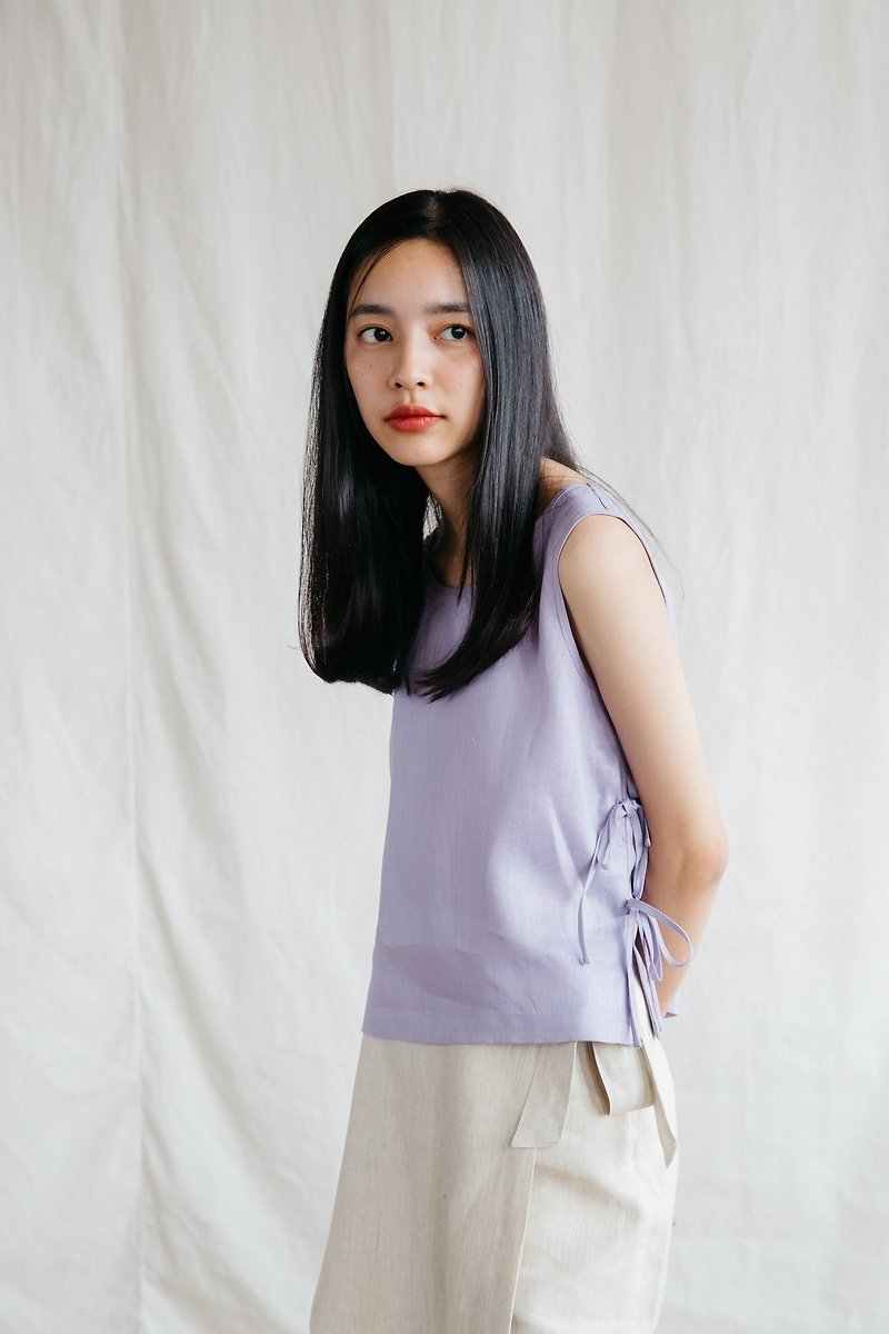 Tie Side Camisole Top in Lavender - 背心/無袖上衣 - 棉．麻 紫色