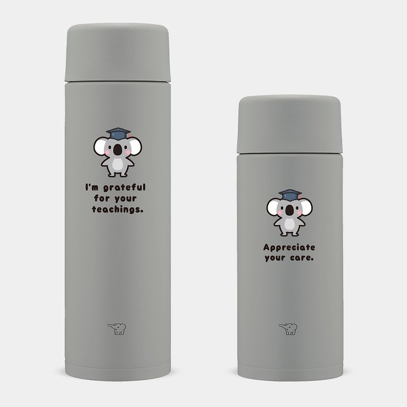 [Customized Gift] Graduation Gift Koala Bear Text Customizable Zojirushi Thermos Bottle PU046 - Vacuum Flasks - Stainless Steel Gray