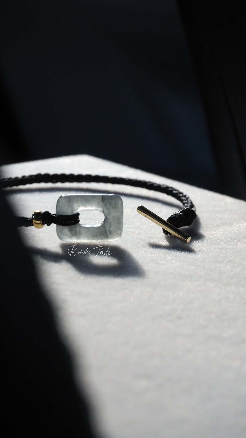 寶淇 -  烏雞方扣手繩(原創) - 天然A貨翡翠 - 手鍊/手環 - 玉石 黑色