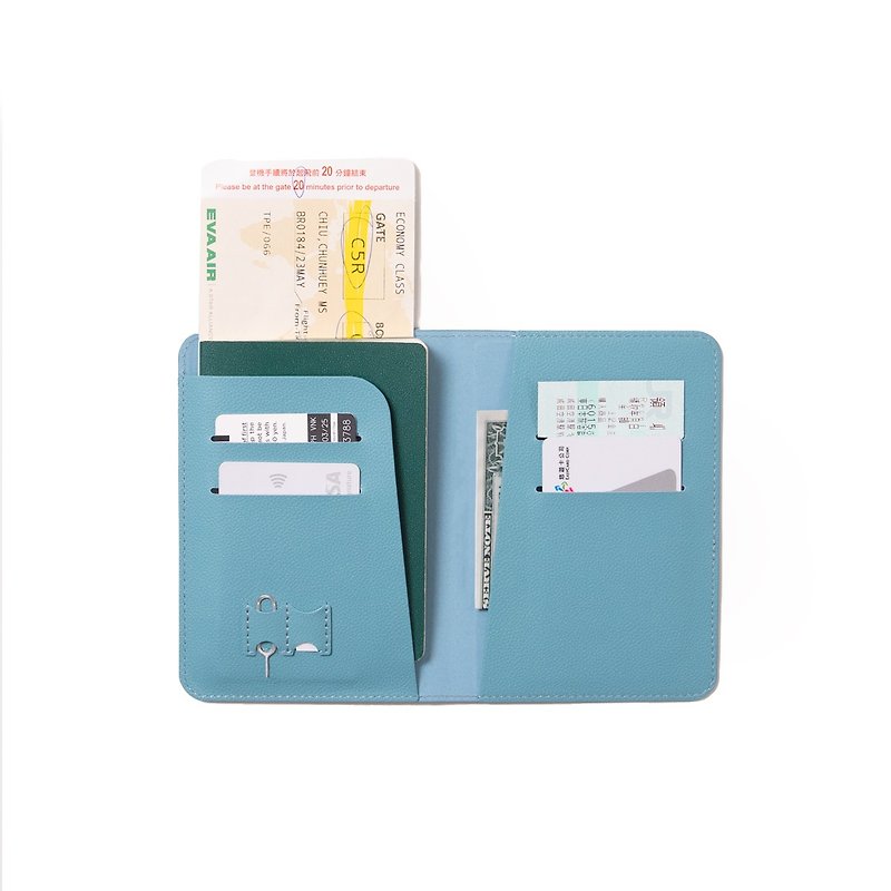 Branded style travel passport holder-jazz gray blue - Passport Holders & Cases - Other Materials 
